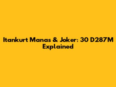 Itankurt Manas & Joker: 30 D287M Explained