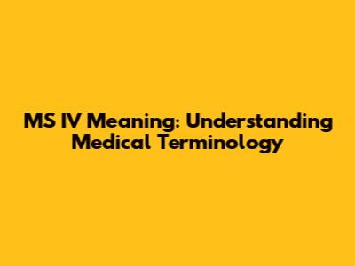 MS IV Meaning: Understanding Medical Terminology